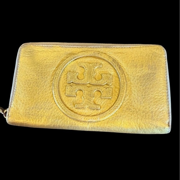 Gold leaf painted zip closure wallet good condition - Picture 3 of 11